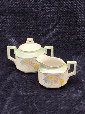 Antique Hand-Painted Nippon Octagonal Sugar & Creamer Set